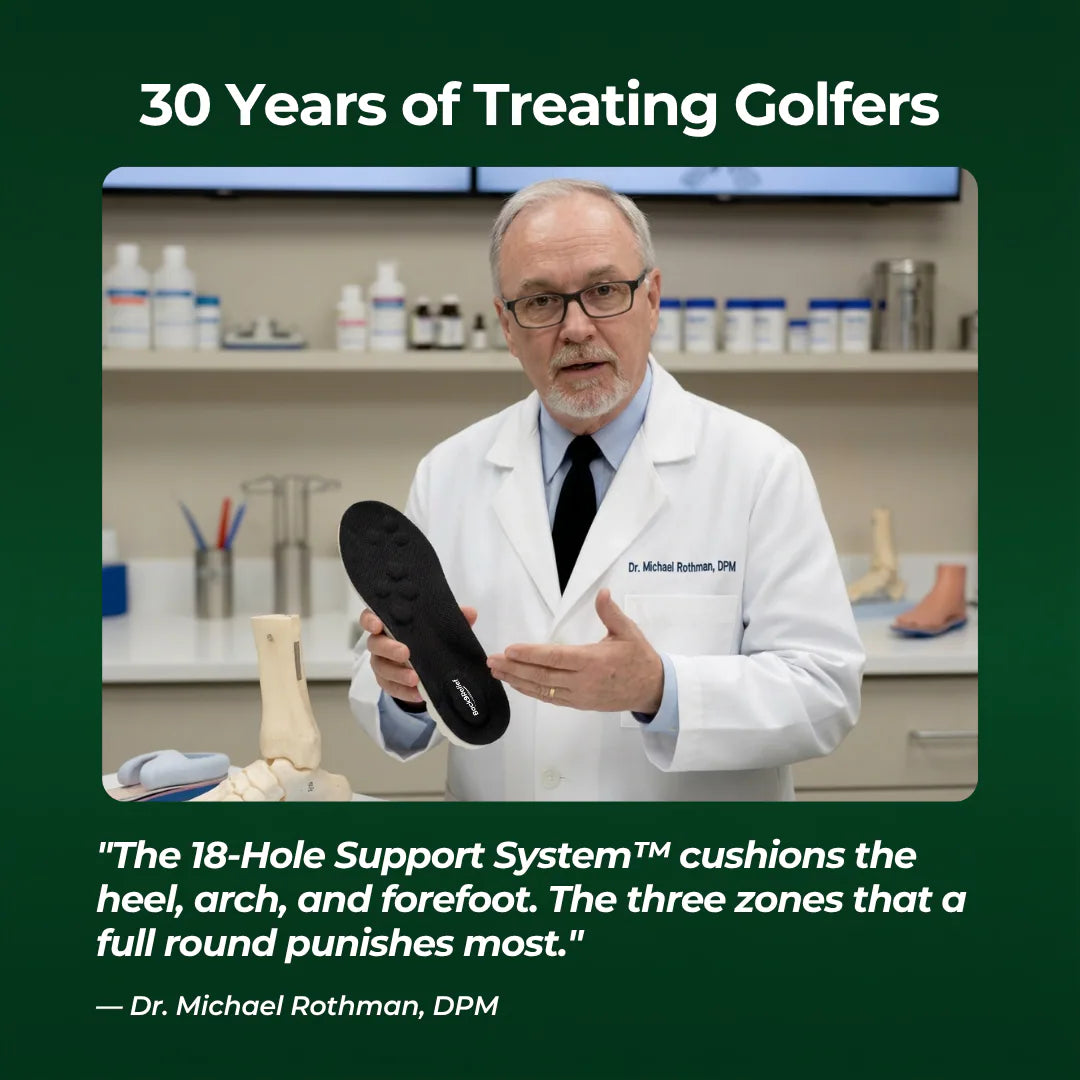 Back9Relief Golfer's Comfort Insoles — podiatrist explains the 18-Hole Support System for heel, arch and forefoot