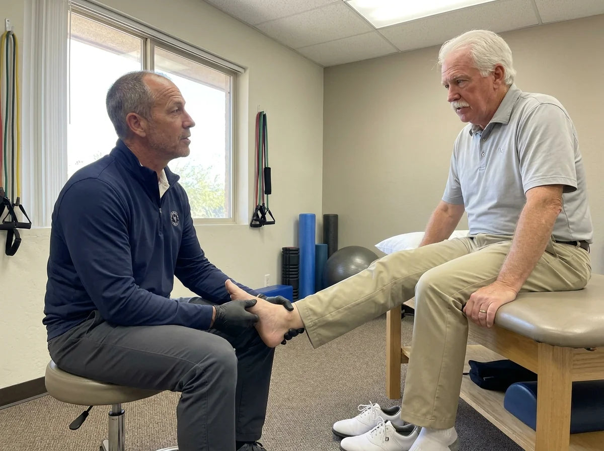 Greg treating a golfer patient at his clinic